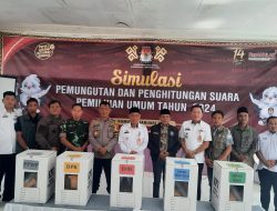 Polres Lampung Utara Hadiri Simulasi Pemungutan dan Penghitungan Suara Pemilu 2024 Oleh KPU