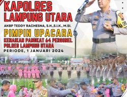 Kapolres Pimpin Upacara Kenaikan Pangkat 64 Personel Polres Lampung Utara